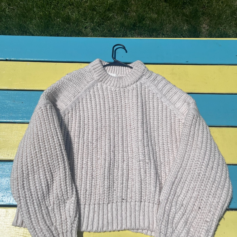 H&M Cream Chunky Knit Turtleneck Sweater